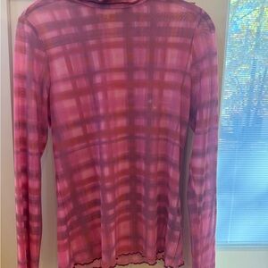 Pilcro Pink Plaid Long Sleeve Top